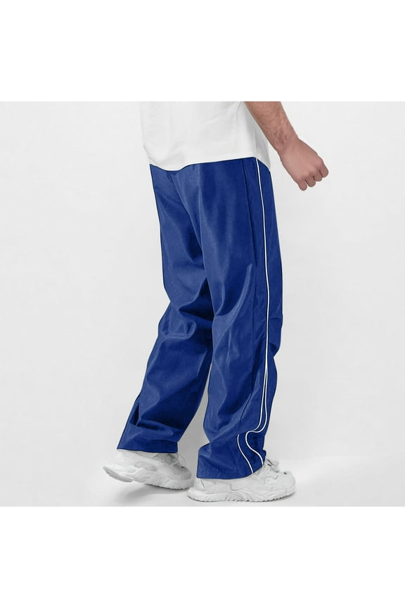 Men Loose Sports Pants Cuffed Drawstring Spring Summer Solid Color Casual Pants Lightweight Quick Dry Cargo Pants With Pockets