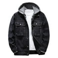 thumbnail image 1 of Men Loose Trend Windproof Detachable Hooded Denim Jacket, 1 of 2
