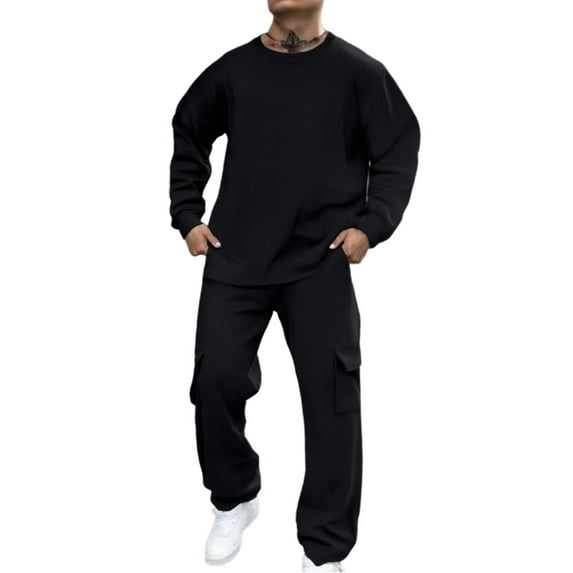Men Lounge Sweatshirts Athletic Sweatsuits Sets for Men's Tracksuit 2 Piece Hoodies Casual Jogging Gym Sweat Suits Long Sleeve Pullover - Black-04,XXL