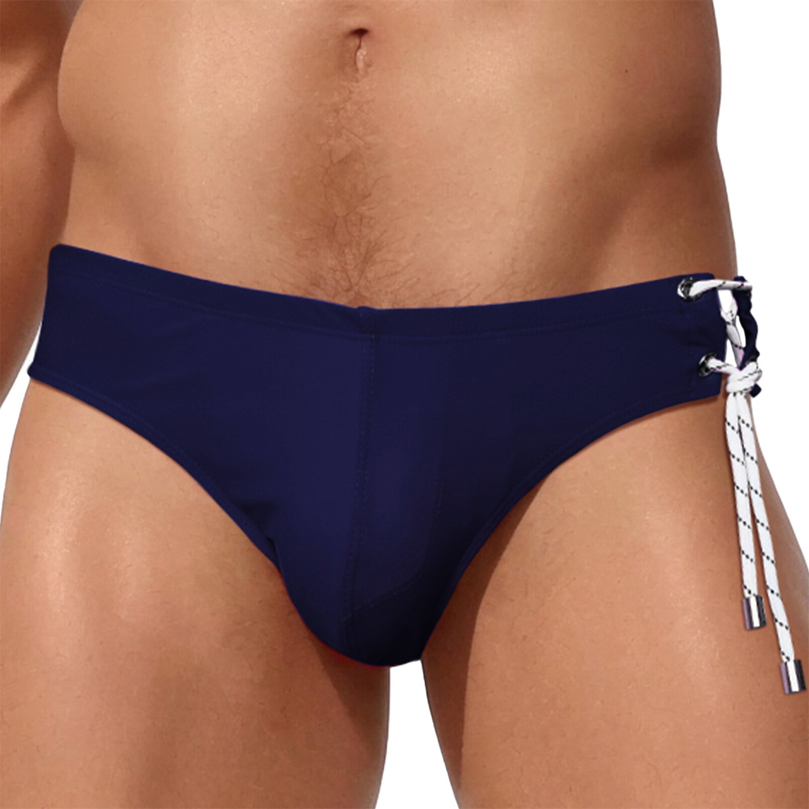 Men Low Waist Swimwear Summer Beach Bikini Swim Briefs Board Surf Bathing Bottom Fashion Solid Side Lace Up Drawstring Swimsuit