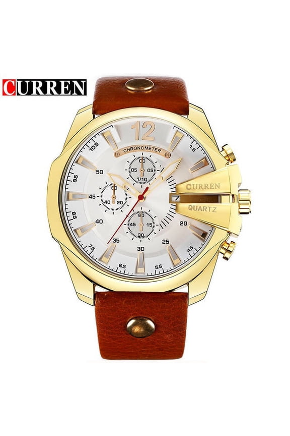 Men Luxury Brand Curren New Fashion Casual Sports Watches Modern Design Quartz Wrist Watch Genuine Leather Strap Male Clock - Quartz Wristwatches