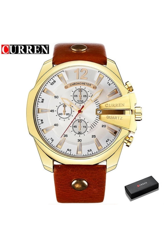 Men Luxury Brand Curren New Fashion Casual Sports Watches Modern Design Quartz Wrist Watch Genuine Leather Strap Male Clock - Quartz Wristwatches