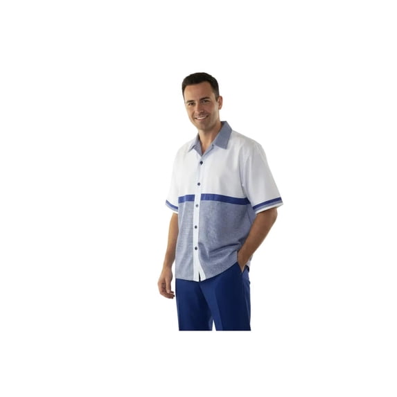 Men MONTIQUE 2pc Walking Leisure Suit Matching Set Short Sleeves 2212 Purple
