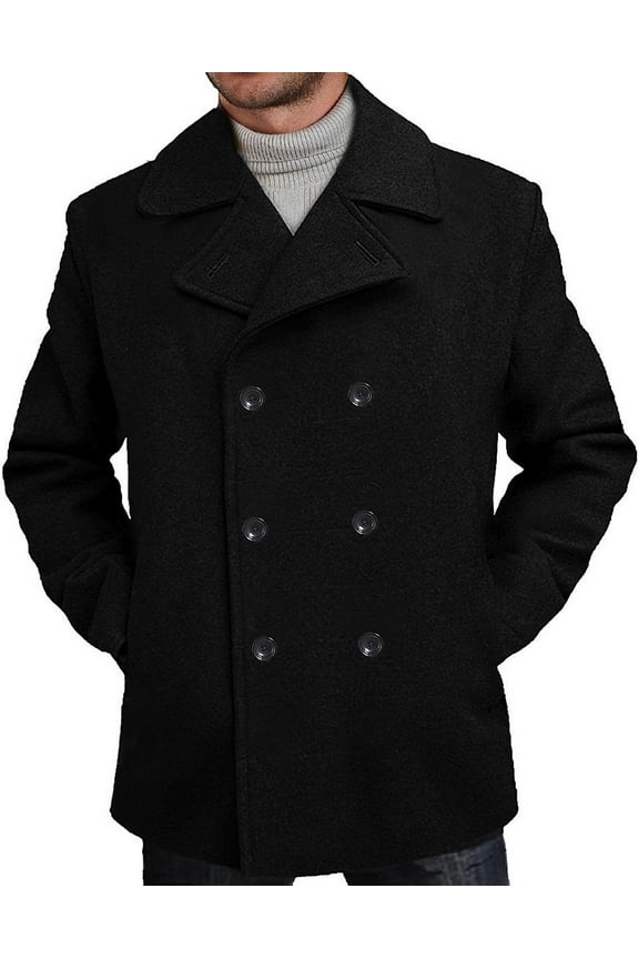 Men Mark Classic Wool Blend Pea Coat (Regular Big & Tall and Short)