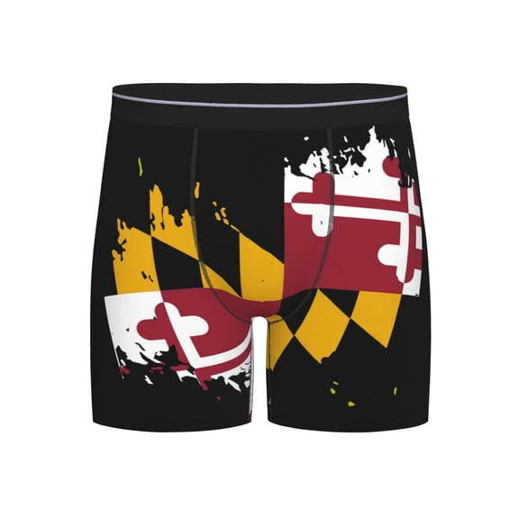 Men Maryland Flag Heart Boxer Briefs Novelty Boxer Shorts Underwear No Fly