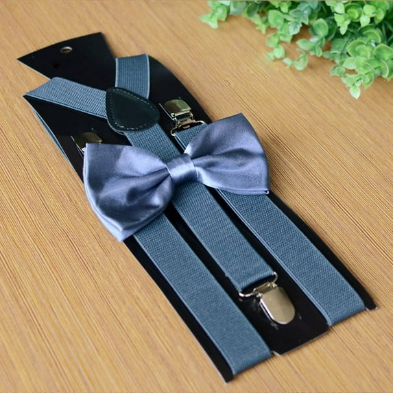 Men Matching Suspenders Braces&Bow Tie Combo Sets Fancy Costume