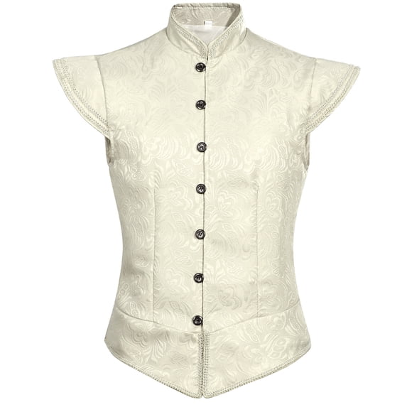 Men Medieval Renaissance Vest Collar Button Nobleman Vests Sleeveless Pirate Victorian Costume for Halloween Fairs
