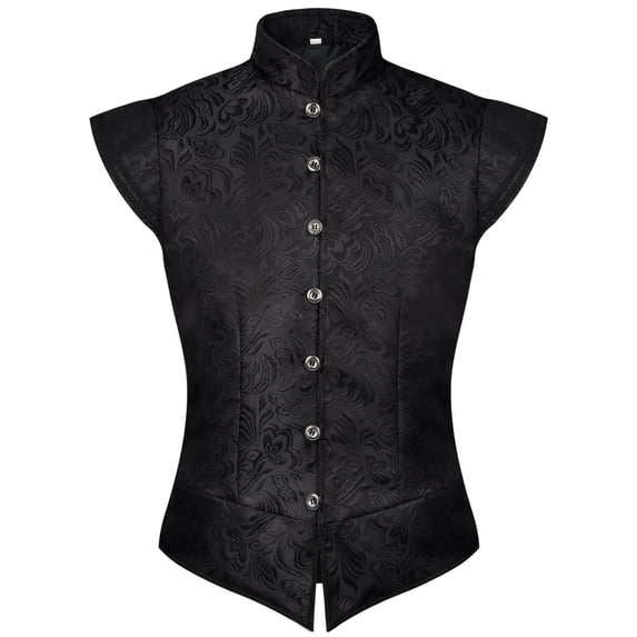 Men Medieval Renaissance Vest Collar Button Nobleman Vests Sleeveless Pirate Victorian Costume for Halloween Fairs