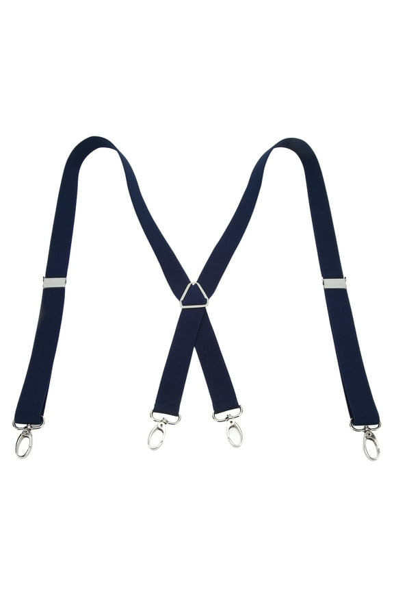 Men Mens Suspenders Stretchable 2.5x110cm/1.0x43.3in Comfortable Fit 4 Metal Buckles Pants Suspenders For AdultNavy Blue