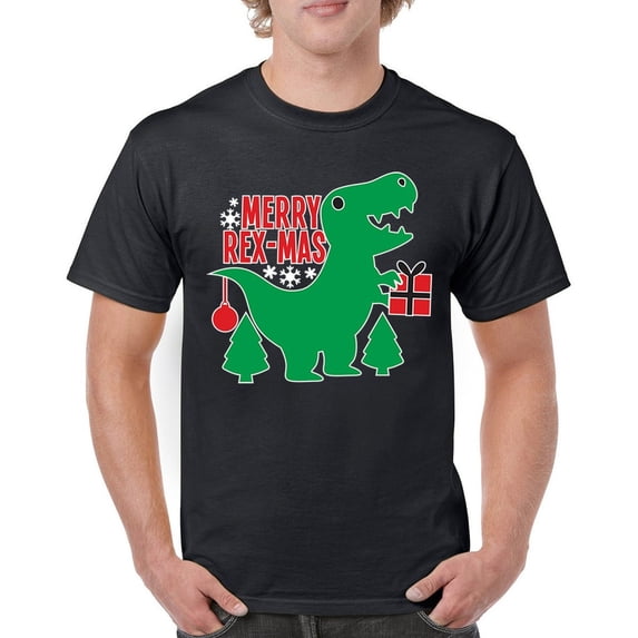 D Rex Video Men Merry Rex-Mas T Rex Christmas Party T-Shirt - Walmart.com