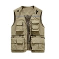 thumbnail image 1 of Men Mesh Breathable Multi-Pocket Vest Outdoor Travelers Fly Fishing Photography Big and Tall Size M-4XL Khaki, 1 of 9