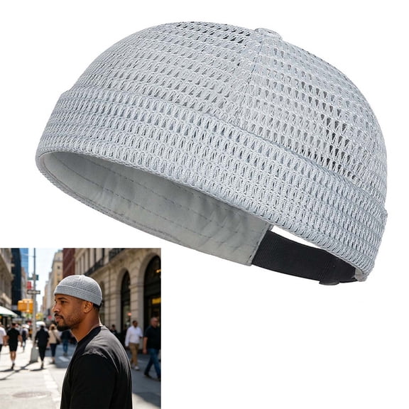 Men Mesh Brimless Skull Cap, Highly Breathable Air Weave, Adjustable Head Circumference, Ultra-Light Reinforced Seam Structure, Sweatproof Beanie For Daily Travel And Back To School Outfits