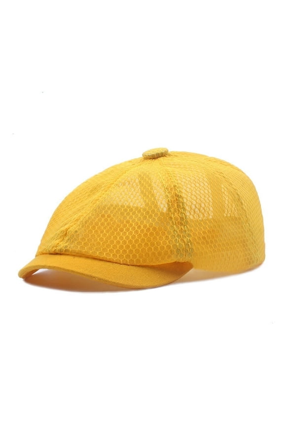 Men Mesh Octagonal Newsboy Gatsby Flat Hat Summer Sun Duckbill Ivy Peaked Cap