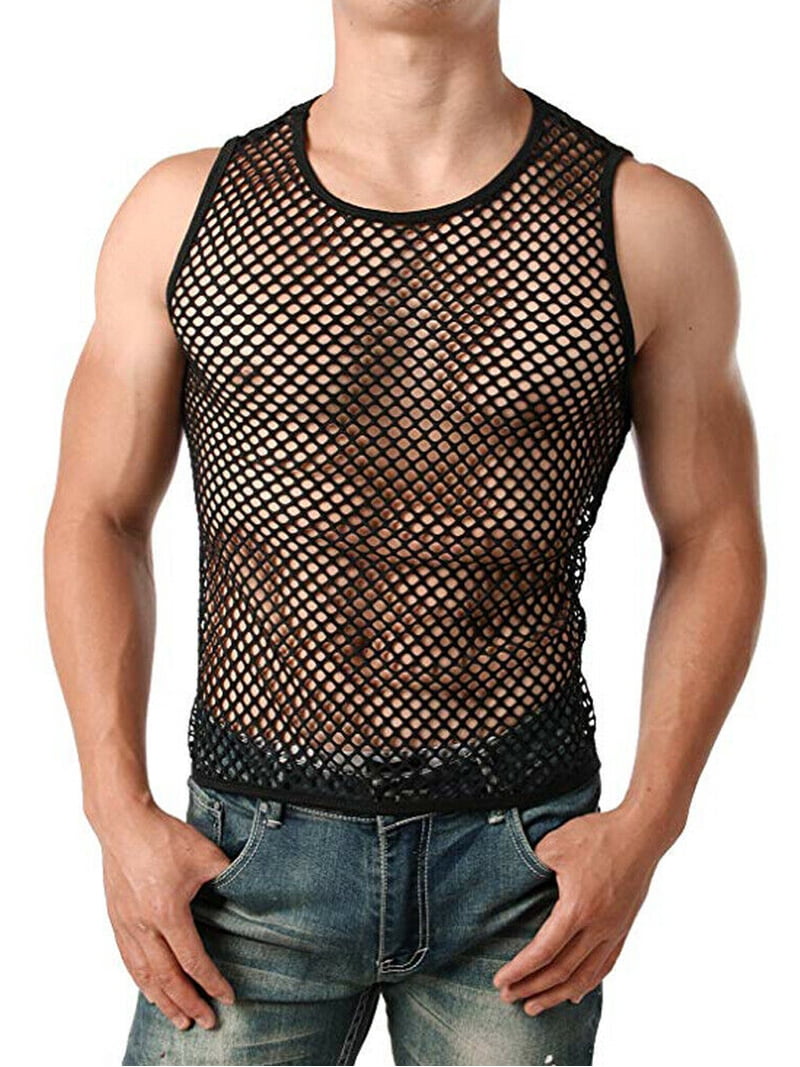 Men's Stringer Bodybuilding Tank Top – Mesh Clubwear, Gym Fitness Muscle Tee, Size L