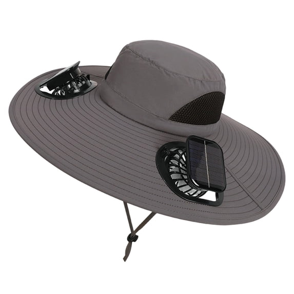 Men Mesh Solar Fisherman Fan Hat, USB Rechargeable Strong Wind Cooling Sun Protection Bucket Hat, Breathable Ventilated Outdoor Summer Hat for Fishing Gardening Hiking