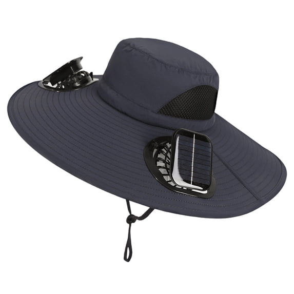 Men Mesh Solar Fisherman Fan Hat, USB Rechargeable Strong Wind Cooling Sun Protection Bucket Hat, Breathable Ventilated Outdoor Summer Hat for Fishing Gardening Hiking