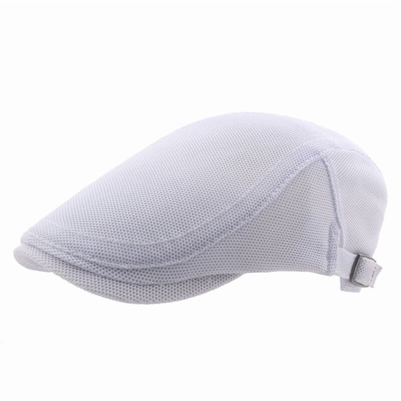Men Mesh Summer Sun Newsboy Flat Hat Breathable Duckbill Hollow Painter Cap