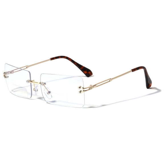 Men Metal Rimless Anti Blue Clear Lens BIFOCAL Reading Glasses - Computer UV Protection Reader +1.75
