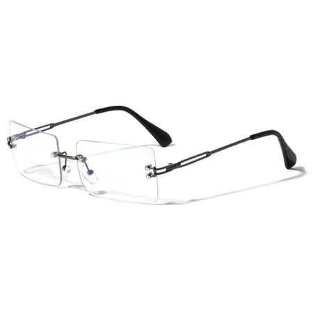 Men Metal Rimless Anti Blue Clear Lens BIFOCAL Reading Glasses - Computer UV Protection Reader +2.50