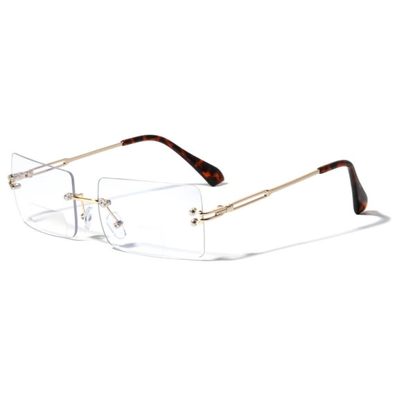 Men Metal Rimless Anti Blue Clear Lens BIFOCAL Reading Glasses - Computer UV Protection Reader +2.75