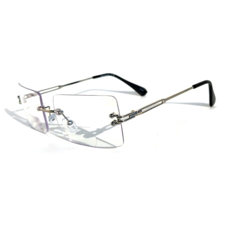 Men Metal Rimless Anti Blue Clear Lens BIFOCAL Reading Glasses - Computer UV Protection Reader +3.00