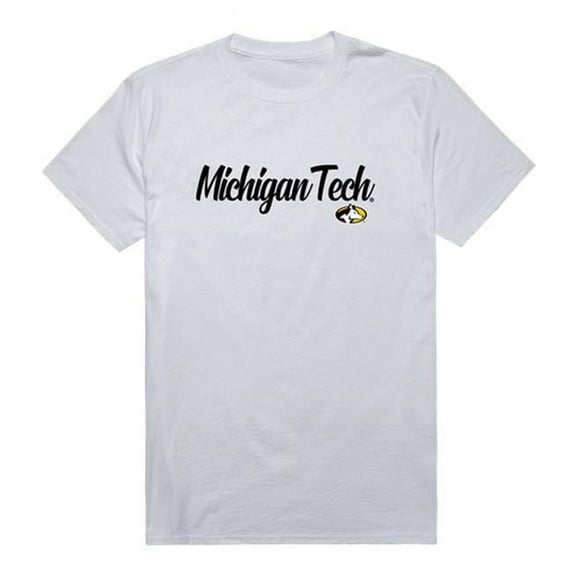 Men Michigan Tech Script T-Shirt, White - Extra Large