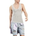 thumbnail image 1 of Men Micro Penetration Inner Top Lace Up Short Style Fashion Vest Shirt Running Workout Tee, 1 of 4