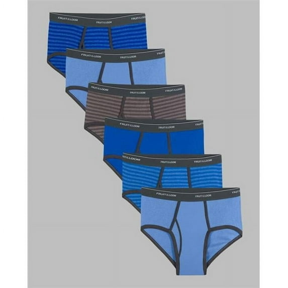 Men Mid Rise Stripe & Solid Briefs, Assorted Color - Medium - Pack of 6
