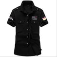 thumbnail image 1 of Men Military Stytle Tooling Shirts Short Sleeve Shirts High Quality Men Cotton Casual Shirts New Summer Men Solid Color Shirts, 1 of 6
