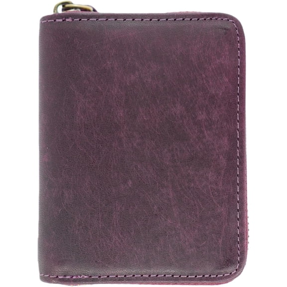 Men Minimalist Leather Wallet Card Holder Distressed Gifts Zipper bag