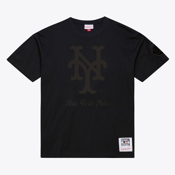 Men Mitchell & Ness Black New York Mets Cooperstown Collection Phantom T-Shirt