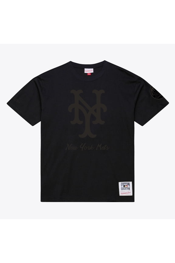 Men Mitchell & Ness Black New York Mets Cooperstown Collection Phantom T-Shirt