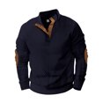 thumbnail image 1 of Men Mock Neck Button Sweater Casual Knitted Sweaters Fashion Henley Sweater Navy S, 1 of 6