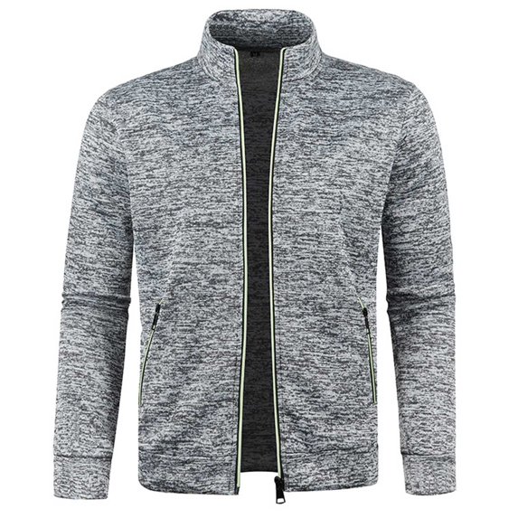 Men Mock Neck Full Zip Sweatshirt Lightweight Fleece Jacket Stand Collar Athletic Jogging Winter Coat with Zipper Pocket