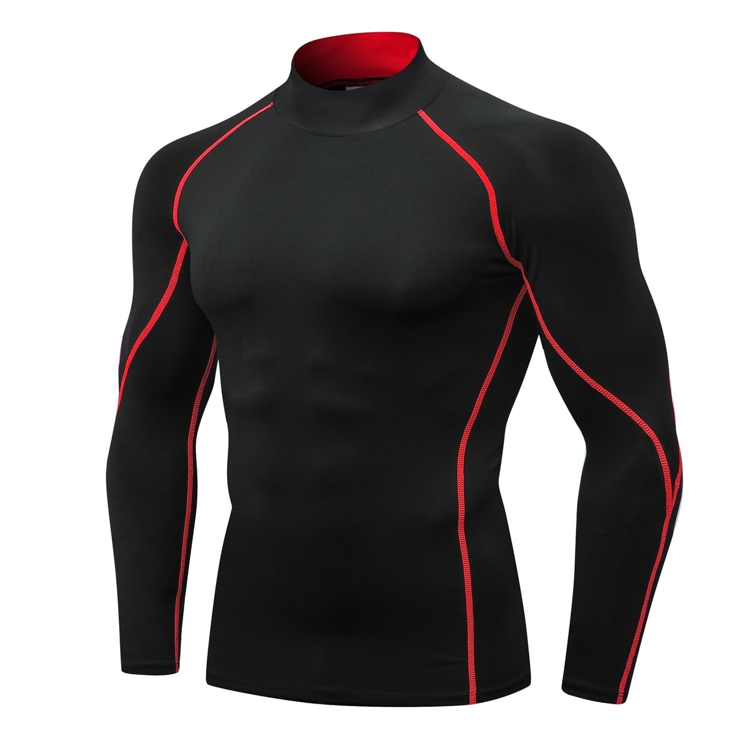 LANBAOSI Men Mock Turtleneck Compression Shirt Long Sleeve