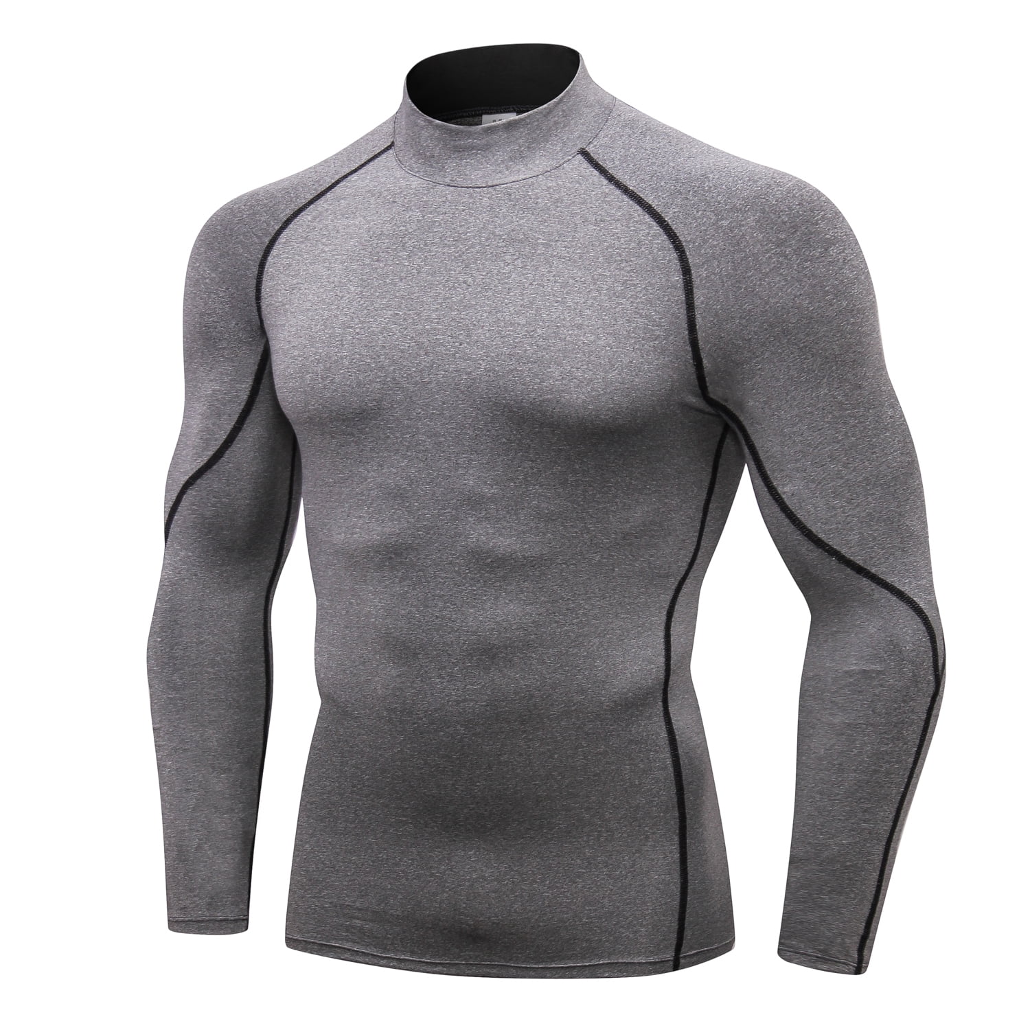 Men Mock Turtleneck Compression Shirt Long Sleeve Football Undershirt
