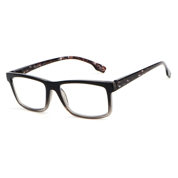 Men Modern Rectangular Mosiac Reading Glasses - Clear Lens Spring Hinge Reader +2.00