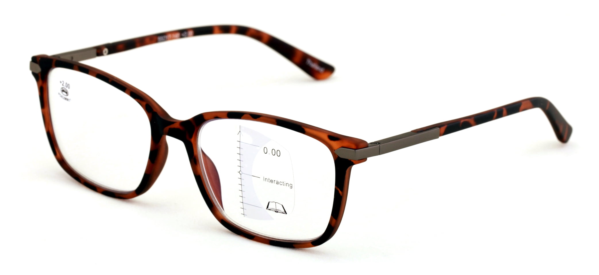 Oarton Rectangular Reader Men Modern Rectangular Progressive Reading Glasses - Clear Zero Power ...