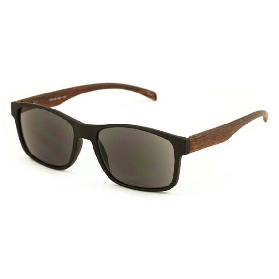 Men Modern Rectangular Tinted Reading SunGlasses - Wood Grain Temple Print Outdoor UV Protection Reader ZT114  2.00
