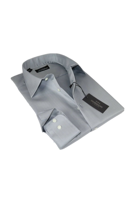 Men Mondego 100% Soft Cotton Dress Business Classic shirt A1300 Gray Herringbone
