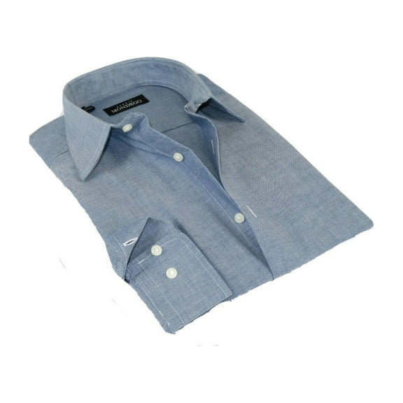 Men Mondego 100% Soft Cotton Dress Classic shirt Long Sleeves sn2200 Denim blue