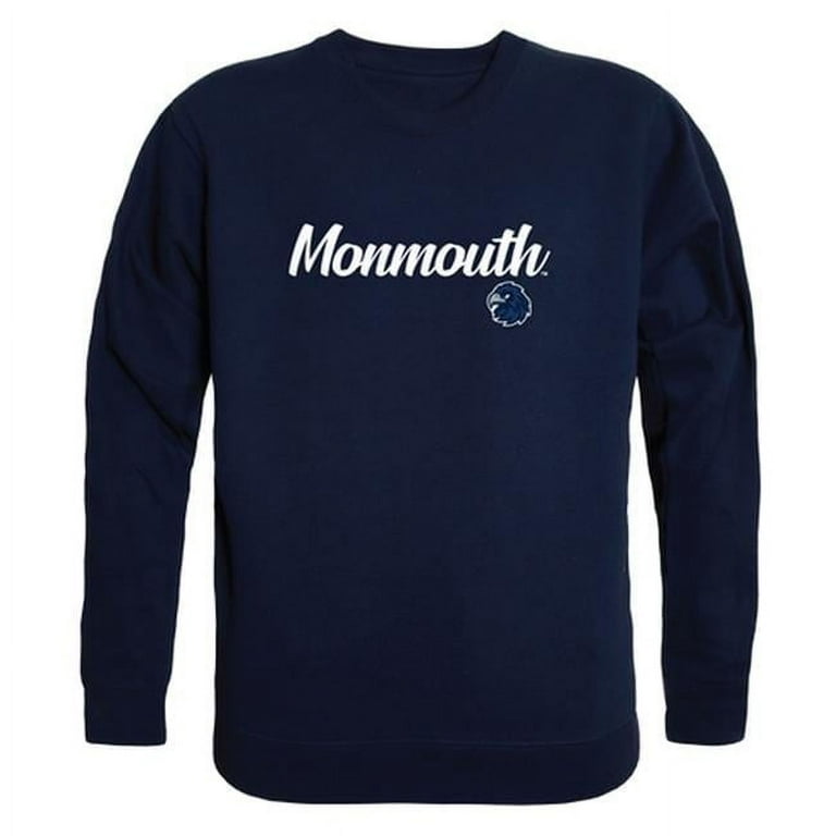 Men Monmouth University Script Crew Fleece, Navy Extra Large