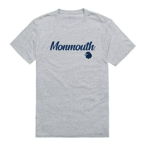 Men Monmouth University Script T-Shirt, Heather Grey - 2XL