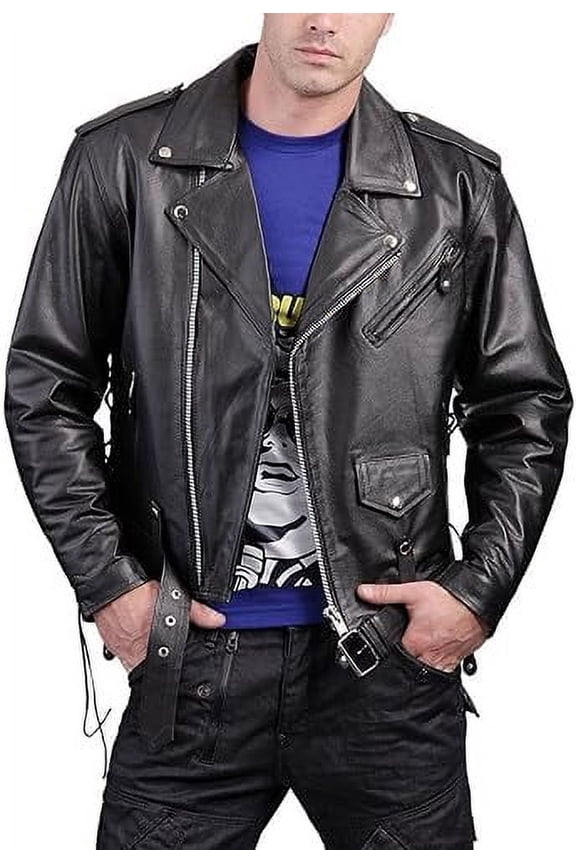 Men Motorcycle Black Lambskin Leather Jacket Coat Outwear Jackets A330