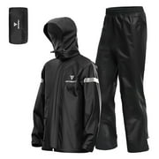 Men Motorcycle Rain Suit Reflective Waterproof Rain Jacket and Pants Rain Gear for Bike Riding Cycling Camping Hiking