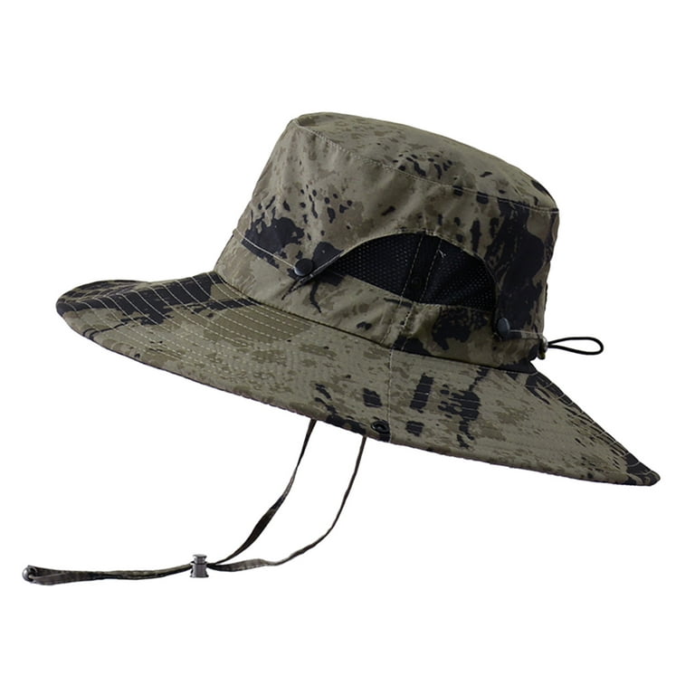 Ediodpoh Men Mountaineering Fishing Camouflage Hood Rope Outdoor Shade Foldable Casual Breathable Bucket Hat, Women's, Size: One size, Brown