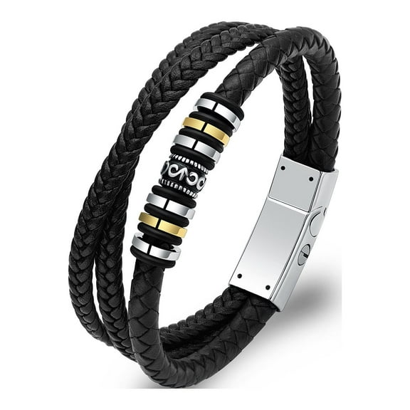 Men Multi-Layer Leather Braided Bracelet Cremation Jewelry for Ashes Holder Funeral Urn Bracelet for Ashes