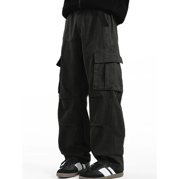 Men Multi Pocket Cargo Pants Relaxed Stretch Expandable Drawstring Waist S-XL