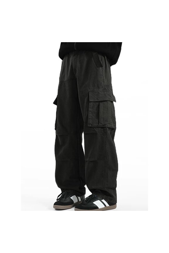 Men Multi Pocket Cargo Pants Relaxed Stretch Expandable Drawstring Waist S-XL