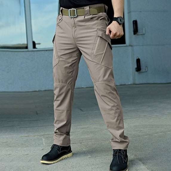 Men Multi Pocket Cargo Pants Stretch Straight Leg Wear Resistant All Season Outdoor Trousers
